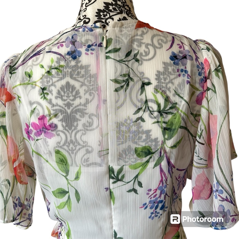 Calvin Klein Floral High-Low Faux Wrap Dress - Picture 9 of 12